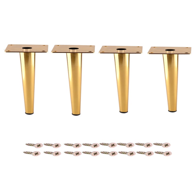 Osring 4 Inch Furniture Table Legs Golden, Steel Round Tapered Modern Sofa Feet, Straight Metal Furniture Legs Hardware for Cabinet and Couch, 4 Pack - Image 1